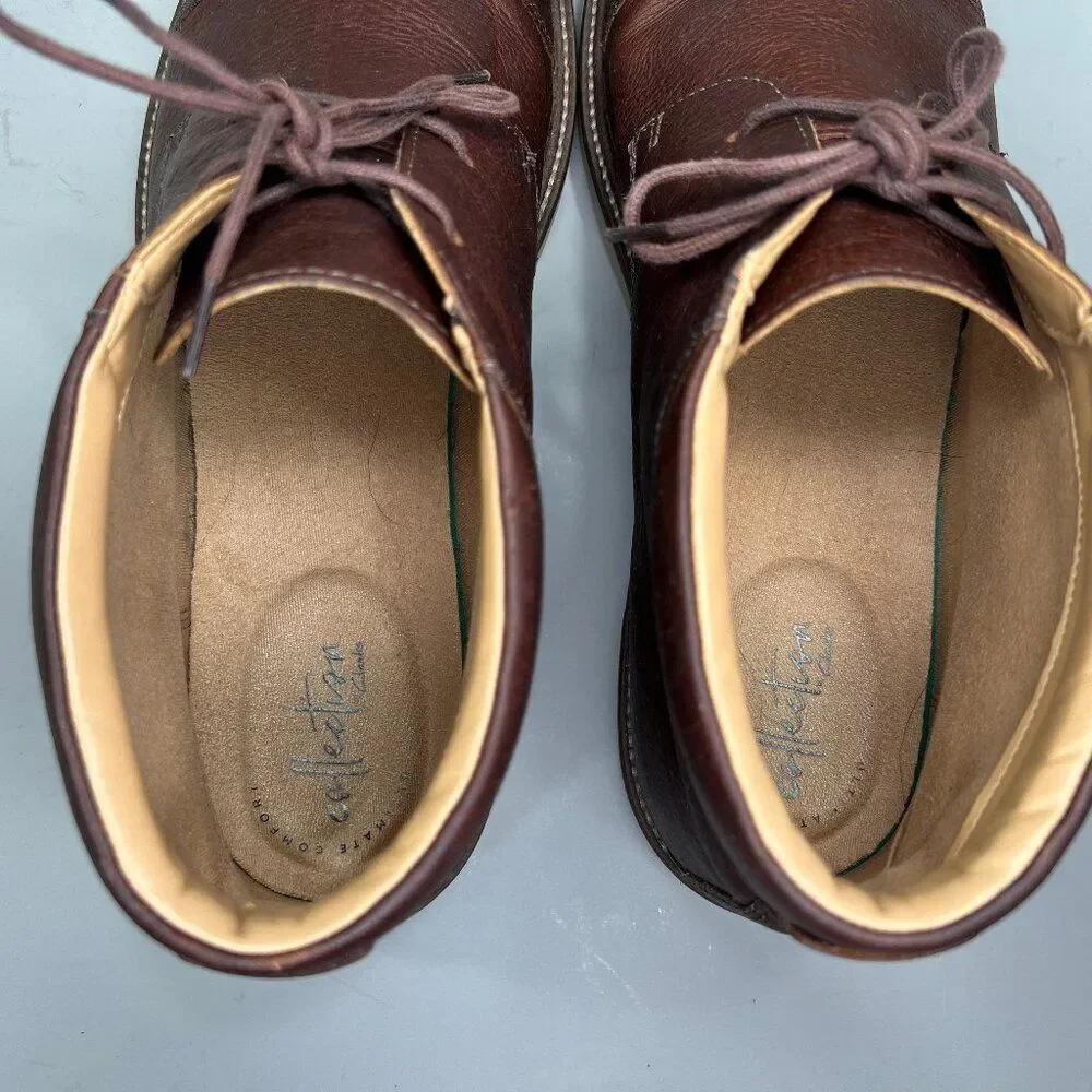 Clarks Grandin‎ Top Chukka Boots Men's 13 Brown Leather Cap Toe Lace Up Casual